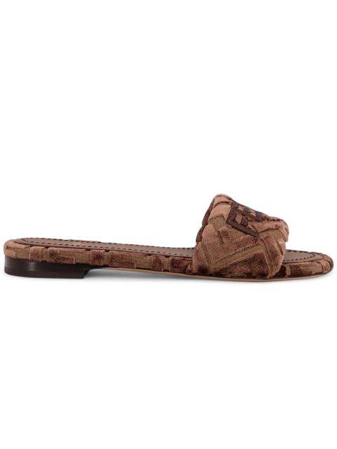 Fendi Sunshine Velvet Slide Brown (Women's)