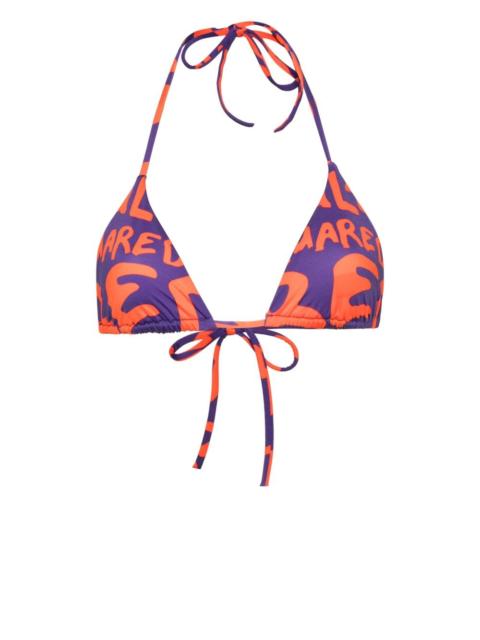 logo-print bikini top