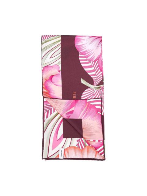 jacquard blossom print scarf