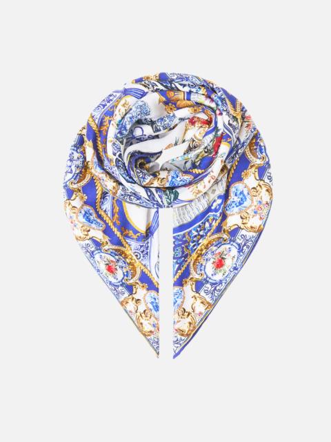 LARGE CRYSTALLED SILK SQUARE SCARF