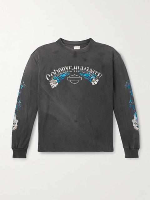Goodbye Humanity Dice Distressed Printed Cotton-Jersey T-Shirt