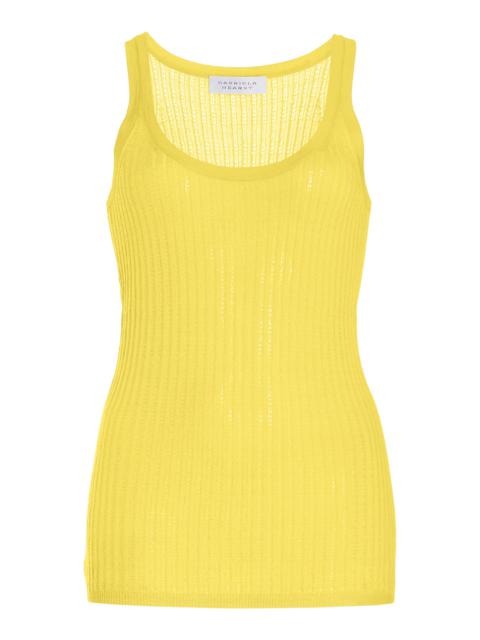 Nevin Pointelle Knit Tank Top in Goldenrod Cashmere Silk