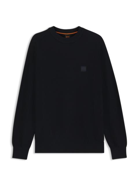 COTTON-CASHMERE SWEATER WITH LOGO PATCH