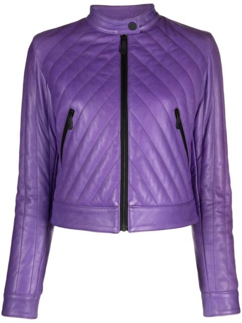 matelassÃ© leather biker jacket