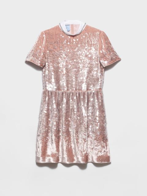 Sequined velvet mini-dress