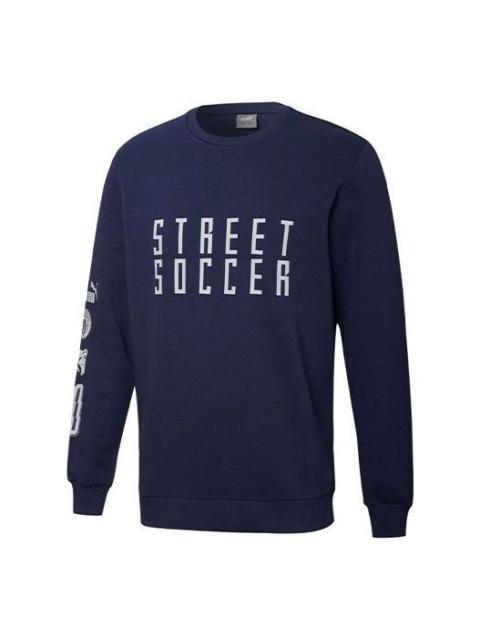 PUMA Mcfc Street Soccer Crew Alphabet Printing Soccer/Football Round Neck Pullover Blue 758803-22