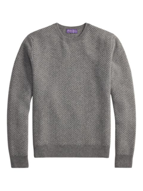 herringbone-pattern crew-neck sweater