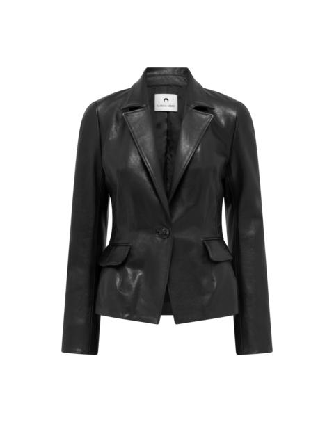 Satin Grain Leather Fitted Jacket