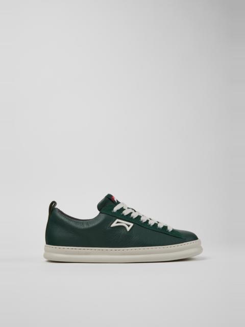 Green Leather and Nubuck Sneakers for Men.