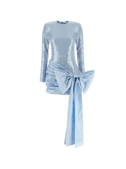 sequinned bow-detail mini dress