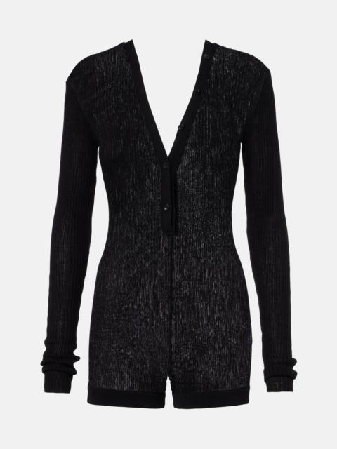 Ribbed-knit cotton romper