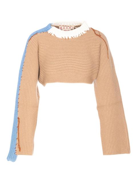 asymmetrical knitted crop sweater