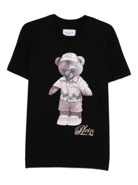 teddy bear-print cotton T-shirt
