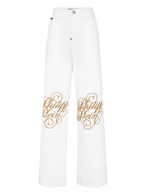 logo-embroidered jeans