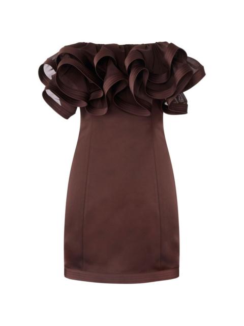 ruffled-detail strapless mini dress