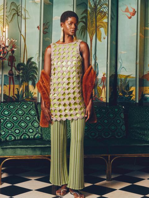 Sina Crochet Mini Dress In Moss/Satellite Silver