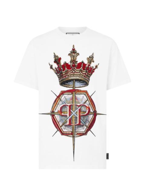 rhinestone crown-print T-shirt