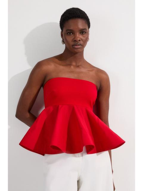 Ruffle Hem Ponte And Cotton Jersey Bandeau Top