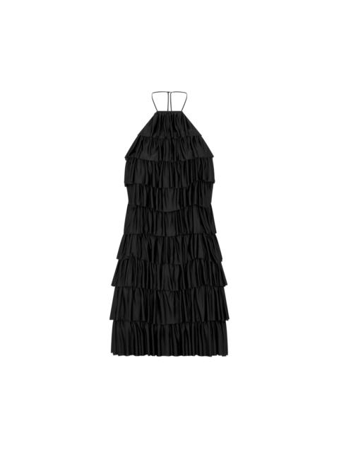 LUSTROUS JERSEY RUFFLED COCKTAIL DRESS