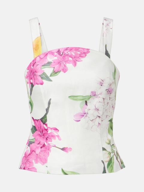 Isadora printed linem-blend top