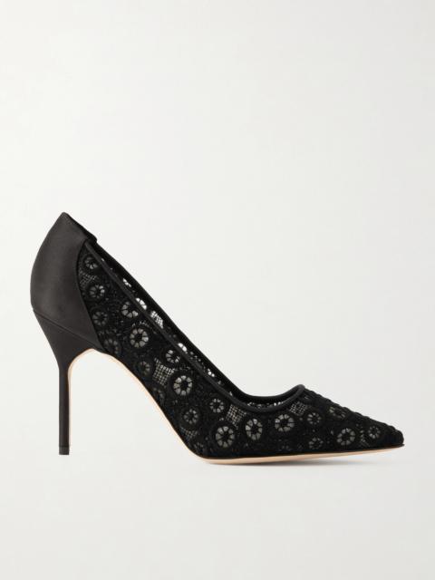 Bb 90 Satin-trimmed Lace Pumps