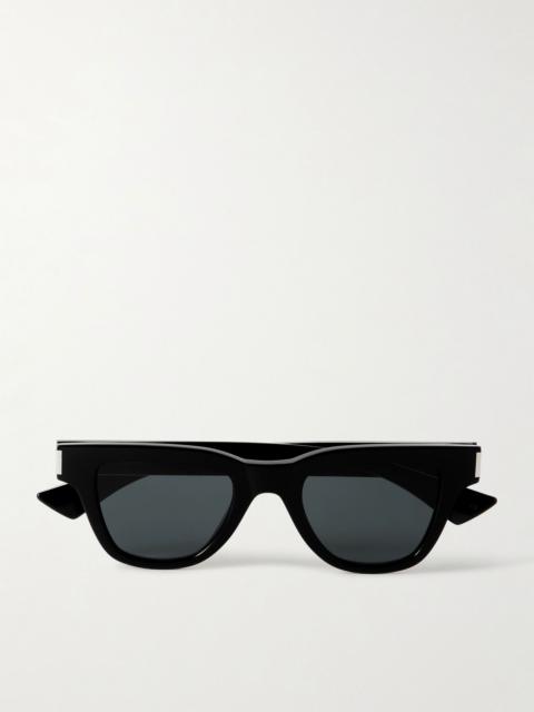 Jacques D-frame acetate and silver-tone sunglasses Black