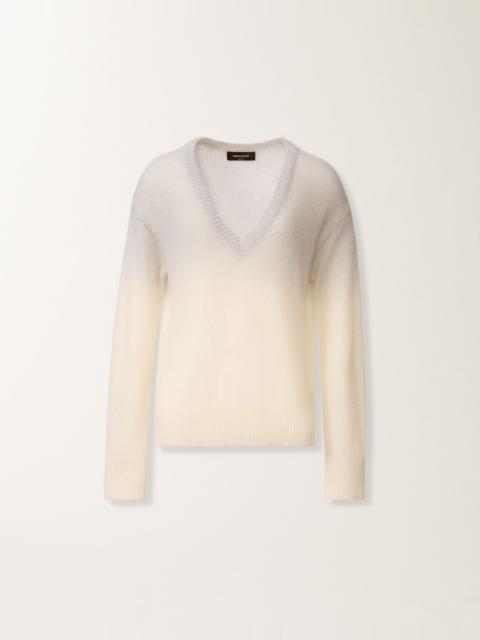 Mohair sweater with ombré sequins, raffia