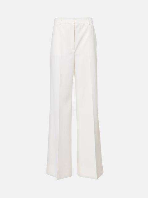 High-rise pleated wool wide-leg pants