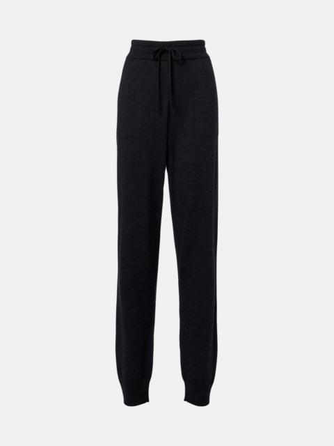 Knitted virgin wool straight-leg pants