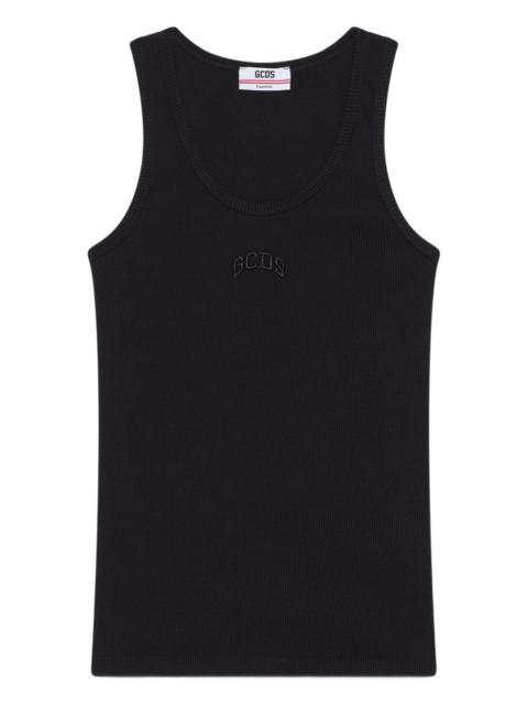 embroidered ribbed tank top