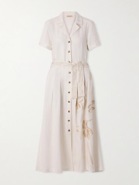 Daria Embroidered Linen-blend Midi Dress