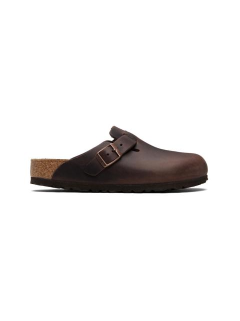 Brown Regular Boston Oiled Leather Slip-on Loafers