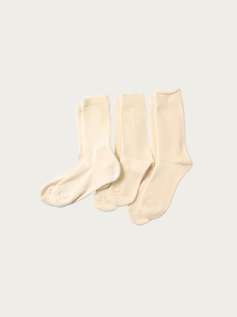 Organic Daily 3 Pack Crew Socks - Ecru
