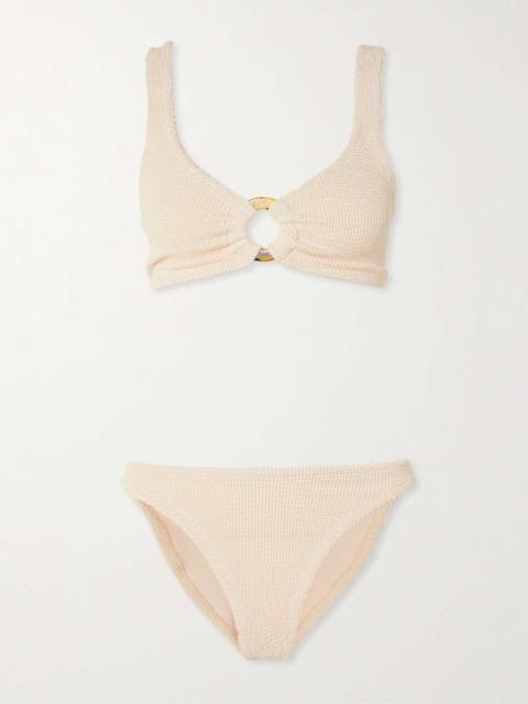 Julia embellished seersucker bikini Blush
