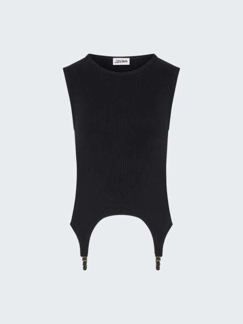Ribbed Tank Top With Lingerie Garter Black