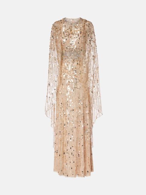 Honey Dew caped embellished gown
