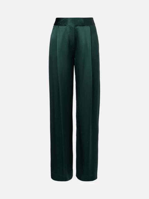 Silk satin wide-leg pants