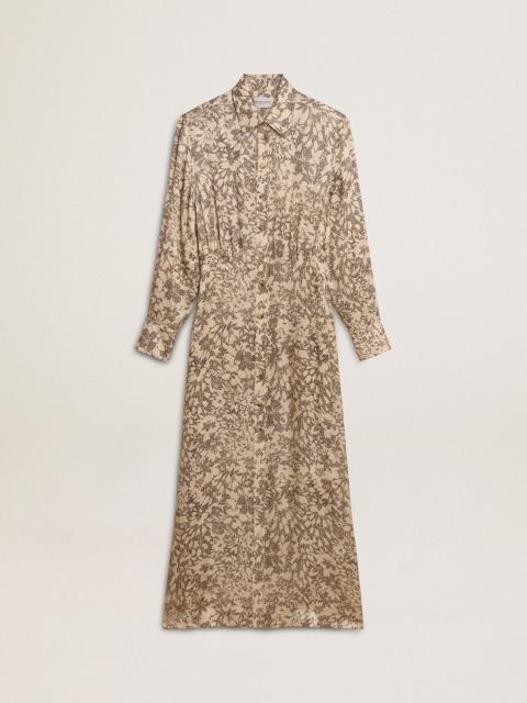 Women's silk-blend midi dress with a floral print