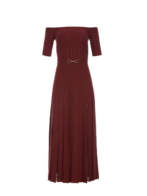 Kurt Knit Pleated Maxi Dress in Burnt Sienna Merino Wool