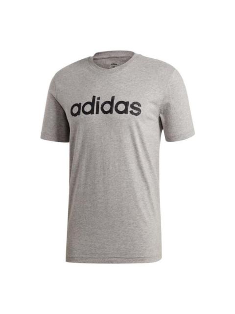 Men's adidas Alphabet Logo Sports Round Neck Short Sleeve light grey T-Shirt EI4580