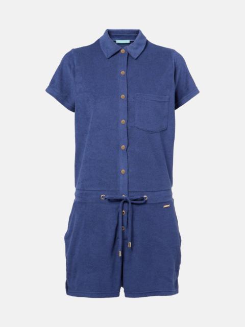 Border cotton-blend playsuit