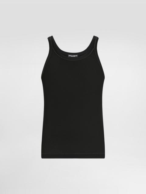 Fine-rib washed cotton singlet