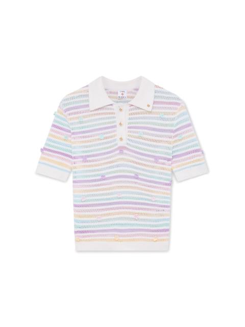 Flower Stripe Cotton Crochet Polo | Casablanca Paris