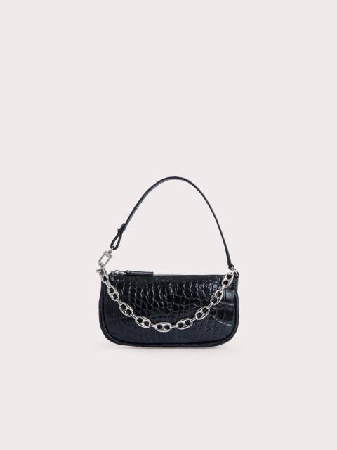 MINI RACHEL BLACK CROCO EMBOSSED LEATHER