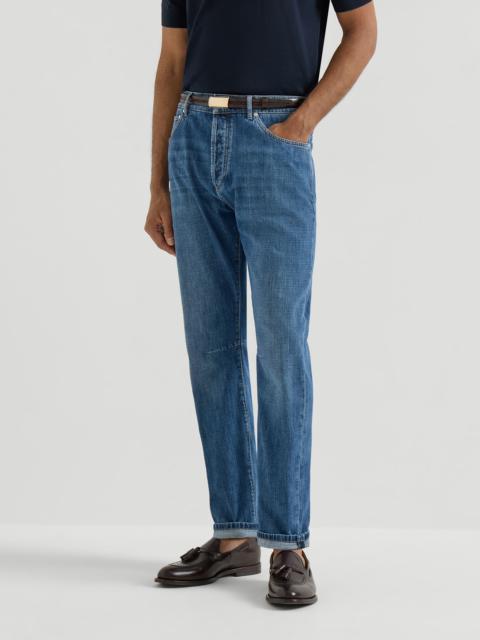 Lightweight denim five-pocket trousers