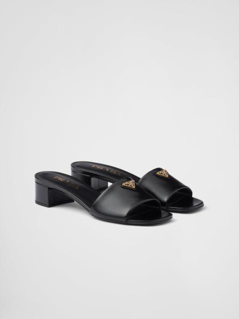 Saffiano patent leather sandals