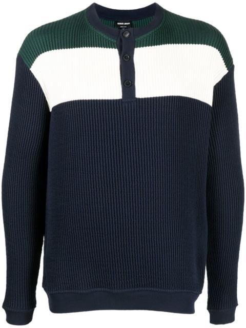 ribbed-knit polo jumper