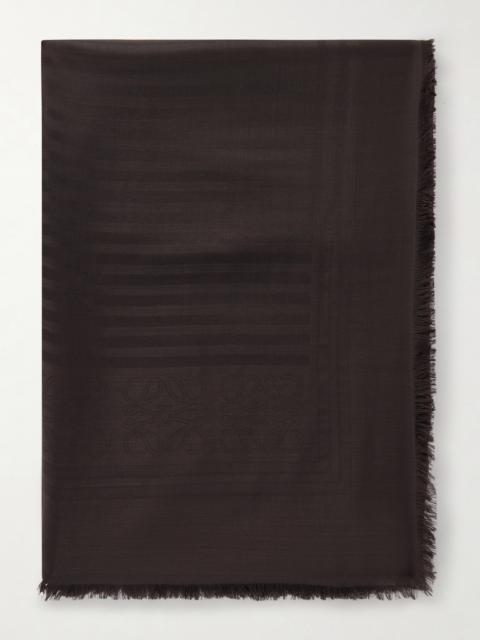 Fringed Wool And Silk-blend Jacquard Scarf