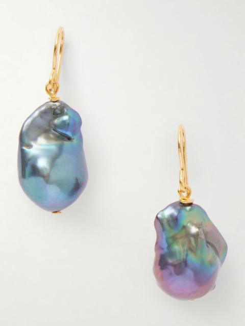 Grainy Gold-tone And Mother-of-pearl Earrings