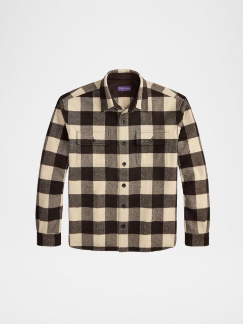 Men's Merino Wool Maxi-Check Overshirt